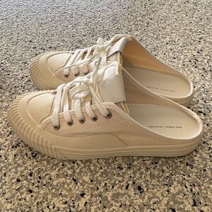 White Canvas Slip-On Sneakers